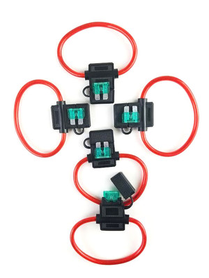 5 Pack 10 Gauge In-line ATC Fuse Holder + 30 AMP Fuse Cover Car Truck Install US