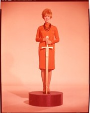 Jill St John photo shoot in orange dress with sword Original 8x10 Transparency
