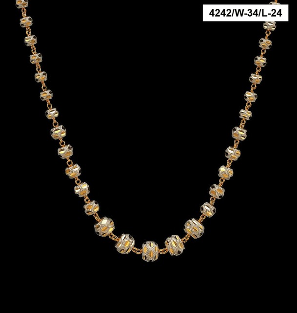 22 Kt Solid Yellow Gold Necklace Dubai Heavy Women'S Long Chain 84