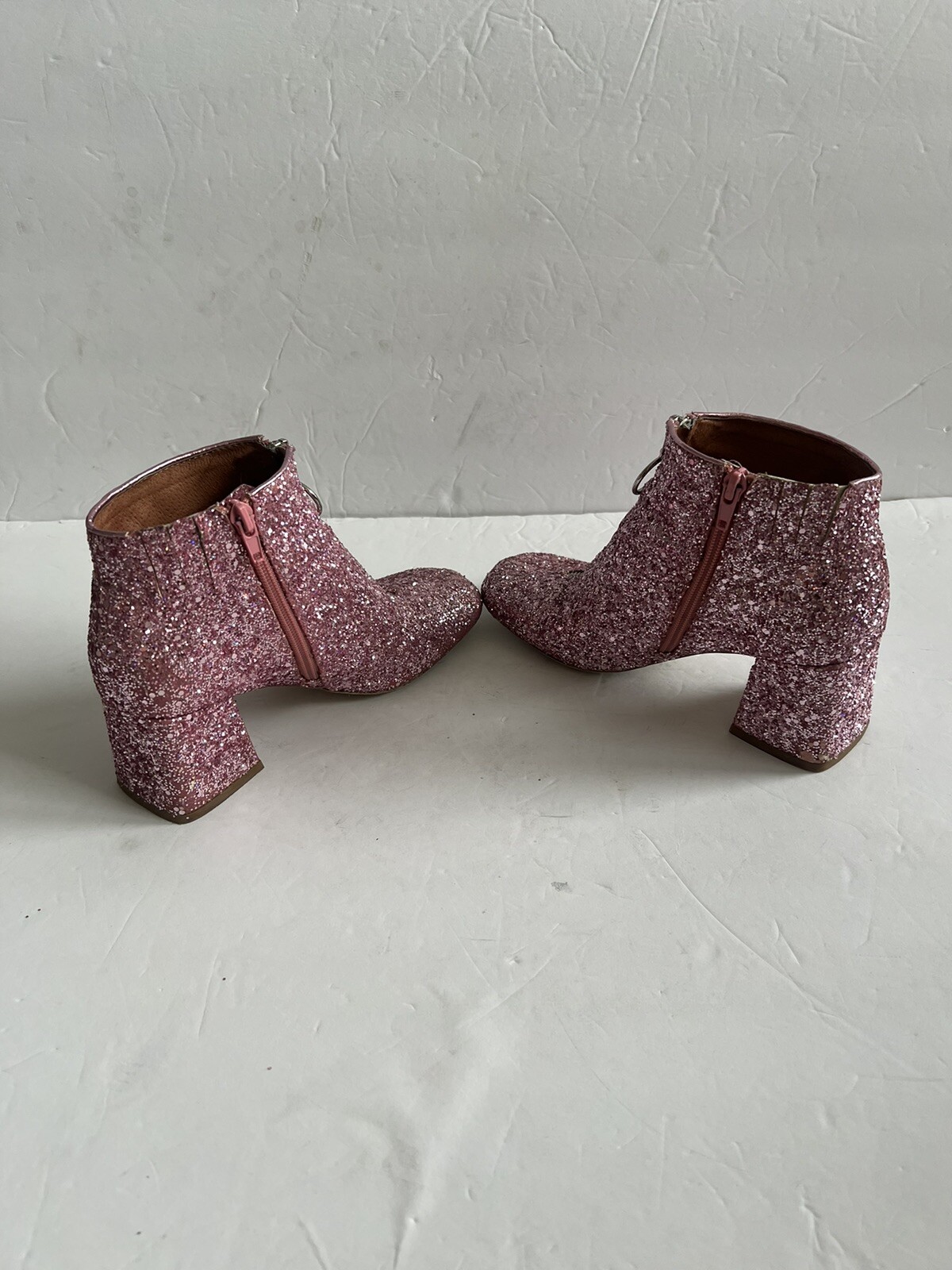 JEFFREY CAMPBELL Authentic Women Pink Glitter Side Zip ANKLE BOOTIES SZ 6 image 5