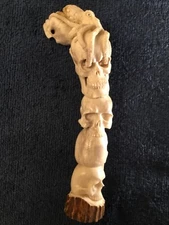 Carved Skulls with Octopus Carved Handle Deer Antler Bone Carving