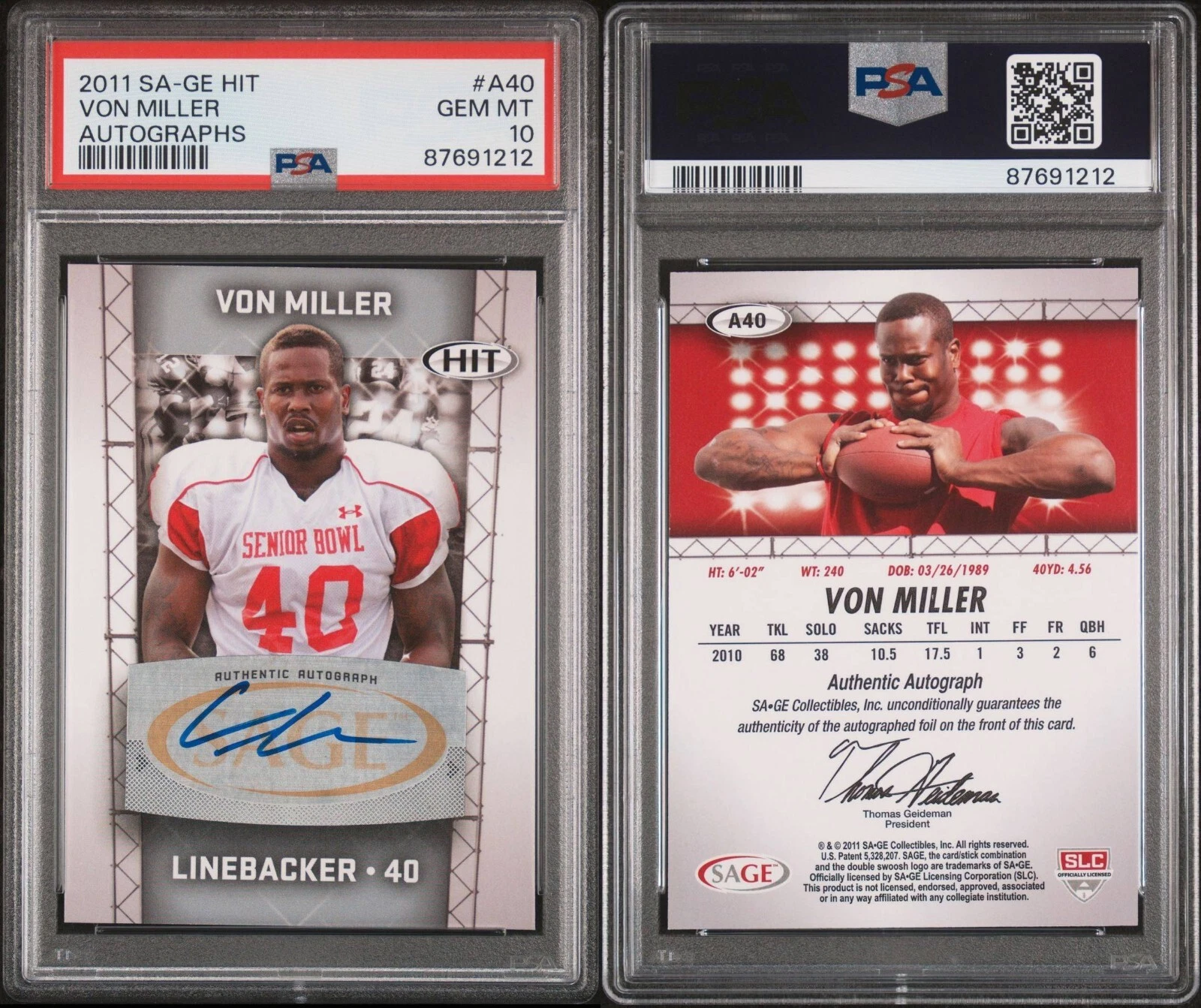 Von Miller SA-GE Hit Autographs #A40 Base