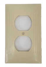 Vintage Sierra Outlet Plate Ribbed Beige Cover Used USA Made