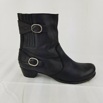 FIDJI Damen Leder Stiefelette Schuhe Shoes Biker Boots Stiefel schwarz 38 UK 4,5