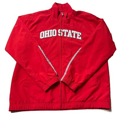 Nike Team OHIO STATE Full Zip Up Track Warm-Up Jacket Men Large Windbreaker OSU