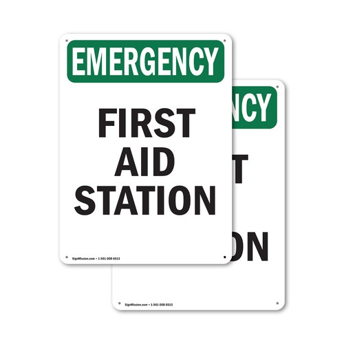 (2 Pack) First Aid Station OSHA Emergency Sign Decal Metal Plastic - 第 1/21 張圖片