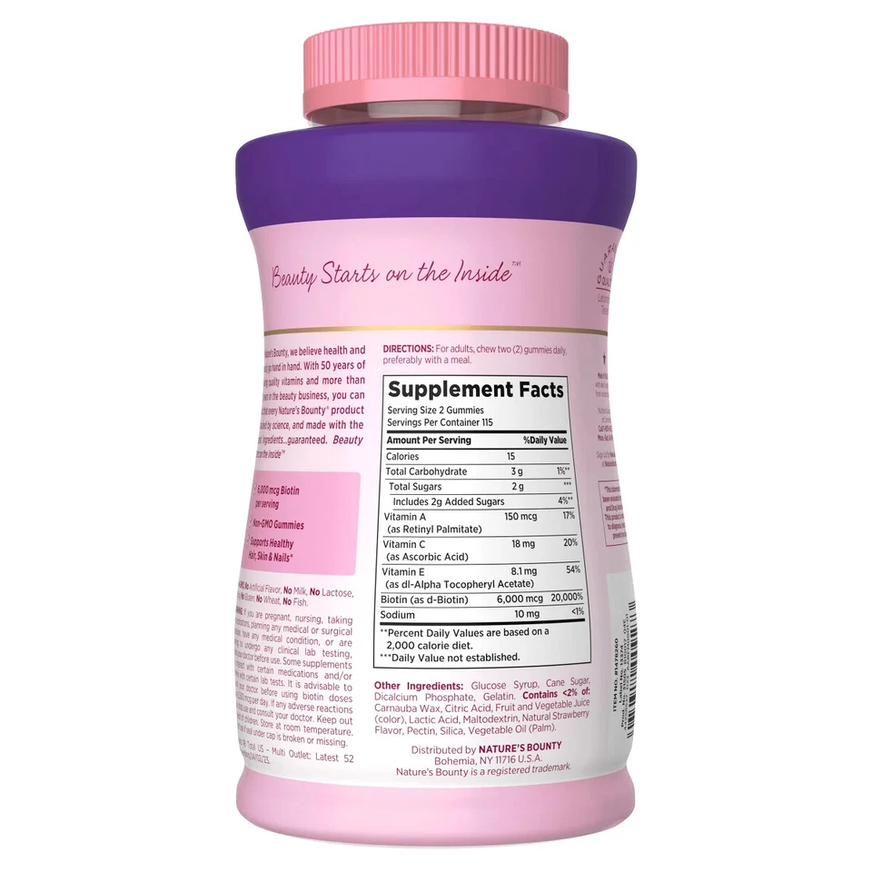 Nature's Bounty Hair Skin and Nails with Biotin Antioxidants 230 Gummies  - Image 4 of 4