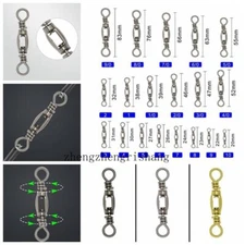 20Pcs Fishing Barrel Swivel Rolling Ball Bearing Swivel Tackle Connector 10#-9/0