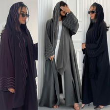 Dubai Women Open Kimono Cardigan Long Dress Hijab Abaya Muslim Robe Arab Gown