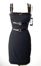 DOLCE & GABBANA Black Patent Buckle Straps Bondage Dress 40 2 4