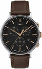 Timex Fairfield TW2T11500 Chronographe Hommes - Cuir Braun - Argent or Rose
