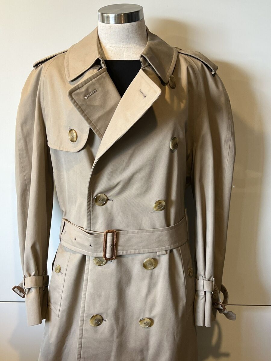 BURBERRY for HARRODS Vintage Belted Trench Coat, Check Lining Sz 50--Very  Good