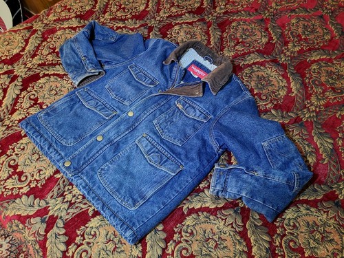 Vintage Wrangler SMALL Sherpa gefütterte Denim JEANS Ranch Weste COWBOY HIPSTER RODEO WESTE - Bild 2 von 17