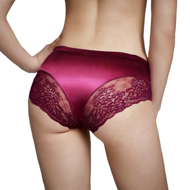 Ladies Shiny Satin Knickers Sexy Briefs Women Underwear Lace Seamless  Panties UK 