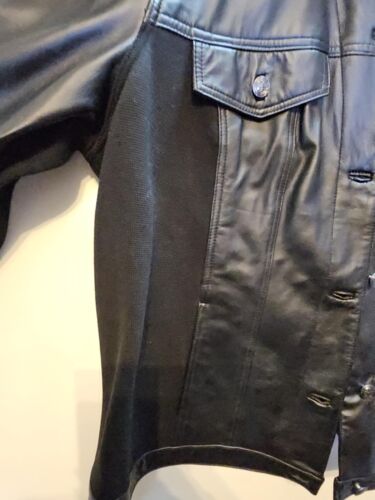 D & Co Denim & Co. 2X Black Faux Leather Button Up Jacket Ladies Plus Size - Picture 3 of 12