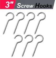 7Pcs 3" Steel Ceiling Hooks Mount Cup Hooks Screw In Hanger Holder Home Utility