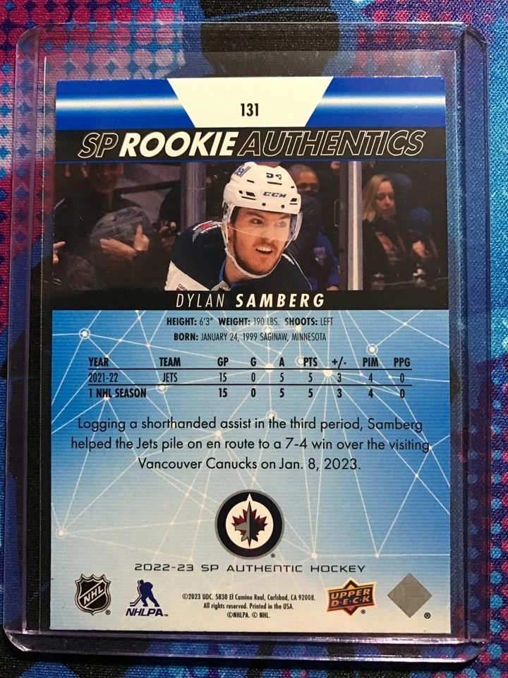 2022-23 SP Rookie Authentics Blue Dylan Samberg #131 - Image 2 of 2