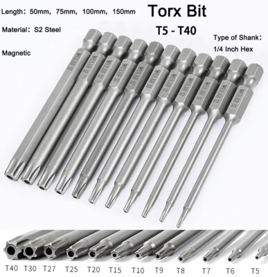 Torx Bit Quick Change Connect Impact Driver Drill Security Tamper Proof T5 - T40