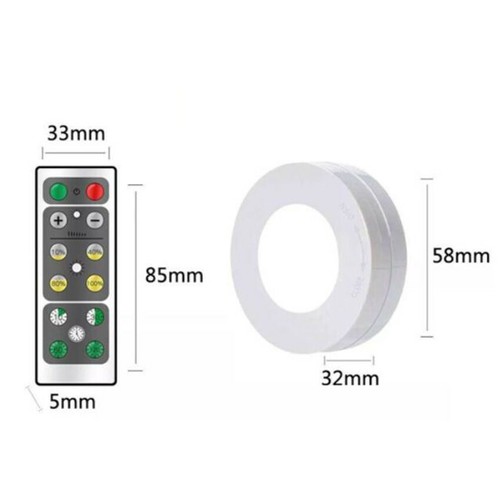 Wireless Under Cabinet Lights Closet LED Puck Light+Remote Control Battery - Picture 8 of 27
