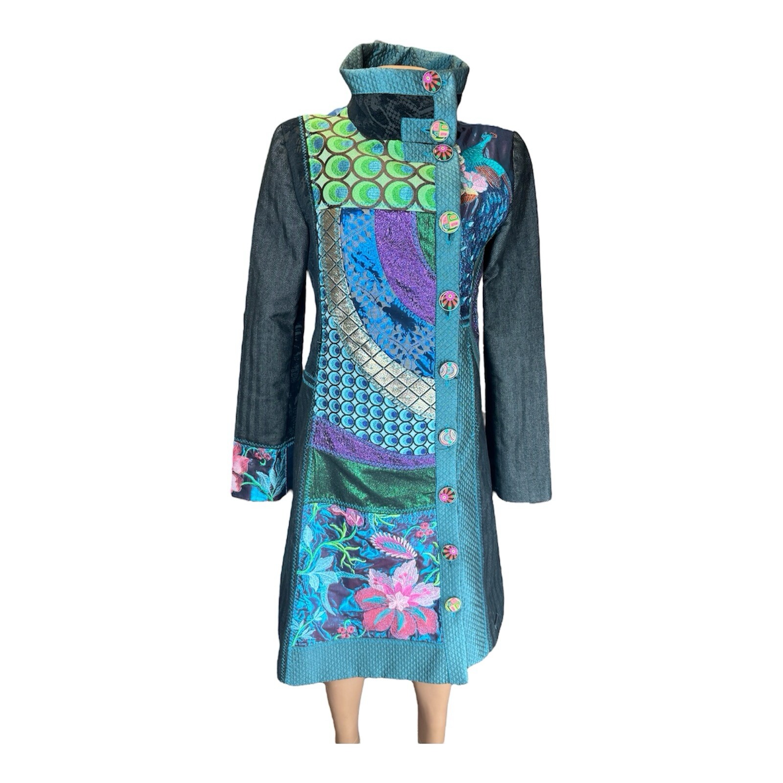 Desigual Multicolor Embroidered Patchwork Herring… - image 11