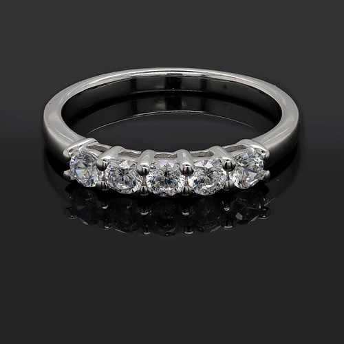 14K Solid Gold 0.60 Ct Certified Lab Grown Diamond 5 Stone Wedding Band Ring - Picture 6 of 19