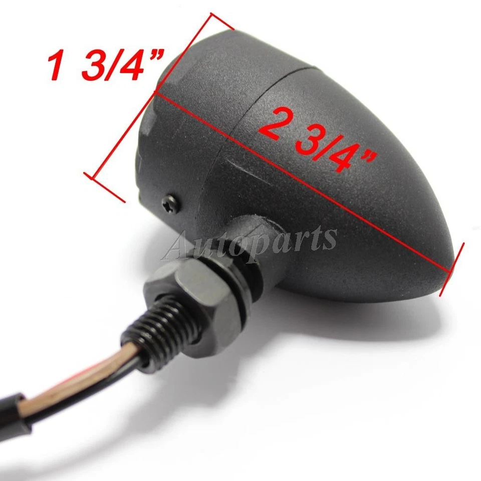4x Black Front Rear Motorcycle Bobber Cafe Racer ATV Turn Signal Indicator Light - Image 3 of 4