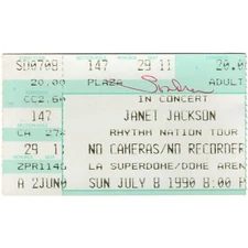 JANET JACKSON Concert Ticket Stub NEW ORLEANS LA 7/8/90 RHYTHM NATION 1814 TOUR