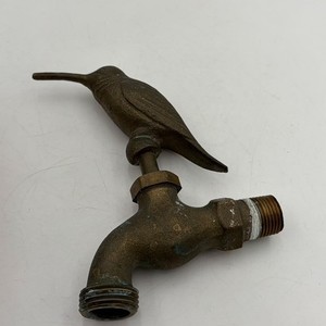 VTG Solid Brass Hummingbird Bird Outdoor Water Faucet Spigot W/ Patina Garden
