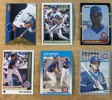 (6) RYNE SANDBERG Chicago Cubs Baseball Card Lot