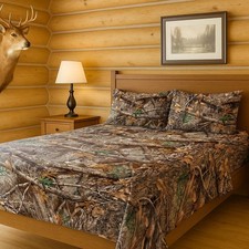 Realtree 4-Piece Size Sheet Set, 1 Fitted Sheet, 1 Flat Sheet, 2 Queen Edge