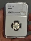 1938 Mercury Silver Dime - NGC MS65