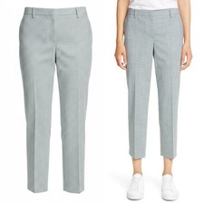 Theory Treeca Crop Trouser Dress Pants Size 4 Windham Wool Windowpane Plaid