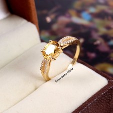 Natural Citrine Ring: Yellow Gold Sterling Silver, November Birthstone