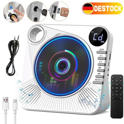 Tragbarer CD Player mit Bluetooth mit LCD-Display 4000mAh für Auto & Zuhause