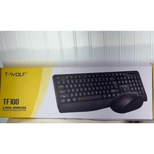 T-WOLF TF100 Wireless Keyboard & Mouse Combo 2.4GHz USB PC Laptop Set New