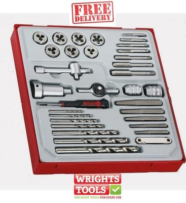 Teng Tools Gewindebohrer- und Schneideisen-Set TT2 34-teilig 3 mm bis 12 mm c/w Bohrer