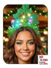 Light up St. Patricks Day Headbands Green Shamrock Headband for Women