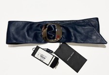 $475 NUOVA cintura donna Giorgio Armani Napa in pelle blu navy scuro US 28 IT 42