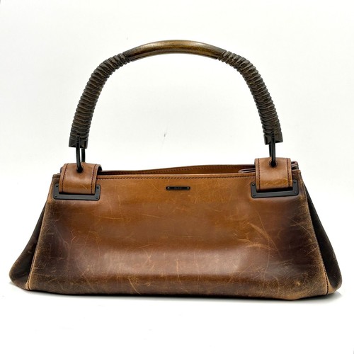 Gucci Tom Ford Y2K Gradient Leather Wood Handle Shoulder Bag 105192 Authentic