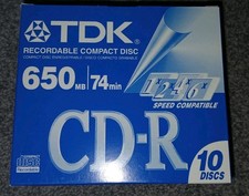 TDK CD-R Rec Compact Disc 74 Min 650 Mb 1x2x4x6x8x Compatible 10 PACK Box USA
