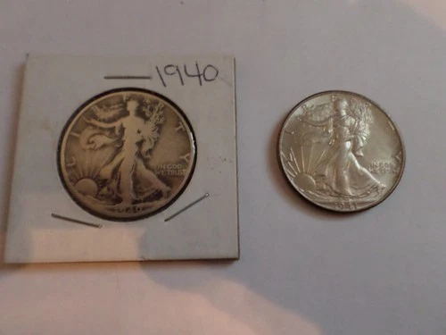 2 Walking Liberty Half Dollars 1940-P VG 1941-P AU+ the 1941 is a beautiful coin