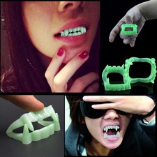 2pc Vampire Teeth Glowing Halloween Glow in The Dark Vampire Luminous Teeth