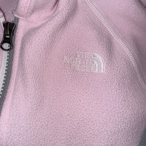 The North Face Girls' Pink And Gray Fleece Hooded Full Zip Jacket Size M 10/12 - Picture 2 of 4