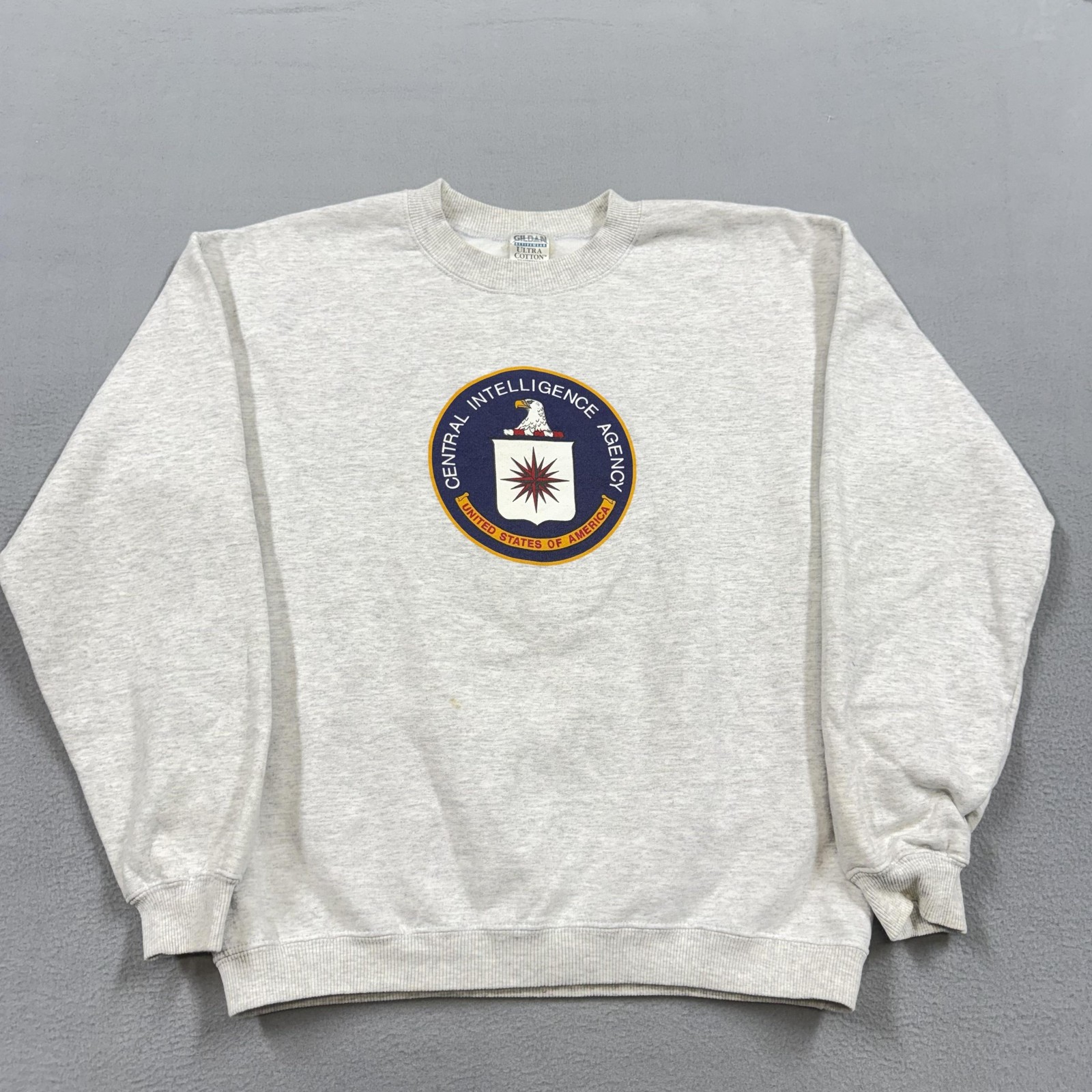 Vintage CIA Sweatshirt mens medium gray crewneck fleece pullover 90s USA