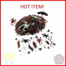 Vellibring 220Pcs Realistic Halloween Plastic Fake Bugs Trick Joke Toys, Cockroa