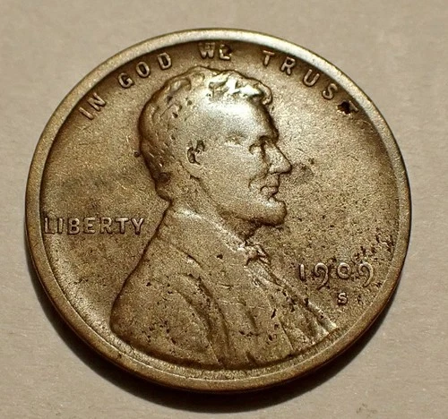1909-S VDB Lincoln Wheat Penny, First Year-Key Date, The King of the Wheaties VF