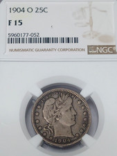 1904 O BARBER QUARTER   NGC F15