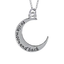CRESCENT MOON Necklace - Pewter Charm on Chain Engraved To the Moon and Back