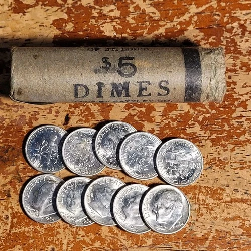 Lot of (10) 1964 Roosevelt Dime - All BU from a BU Roll