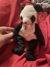 Ty Beanie Babies Original Panda Plush with Heart Tag Ages 3-11